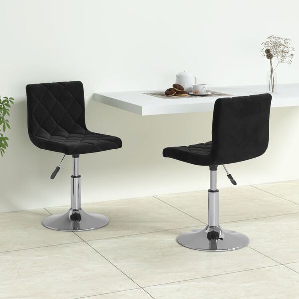 vidaXL Pasukamos valgomojo kėdės, 2vnt., juodos spalvos, aksomas