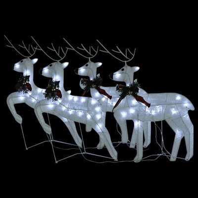vidaXL Kalėdiniai elniai, 4vnt., šaltų baltų, 80 LED lempučių