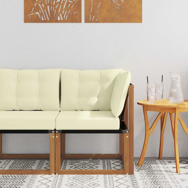 vidaXL Lauko kampinis sofa Kietas akacijos medis ir tekstileno audinys