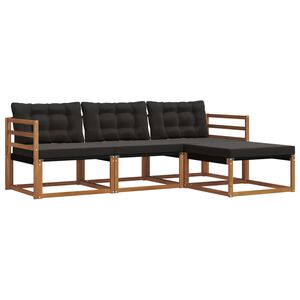 vidaXL Lauko sofos komplektas su pagalve 4 pcs Natūrali ir juoda