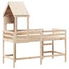 vidaXL Aukšta lova su kopėčiomis ir stogu, 90x190cm, pušies masyvas