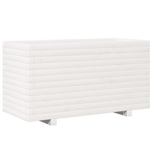 vidaXL Sodo lovelis, baltas, 90x40x49,5cm, pu&scaron;ies medienos masyvas