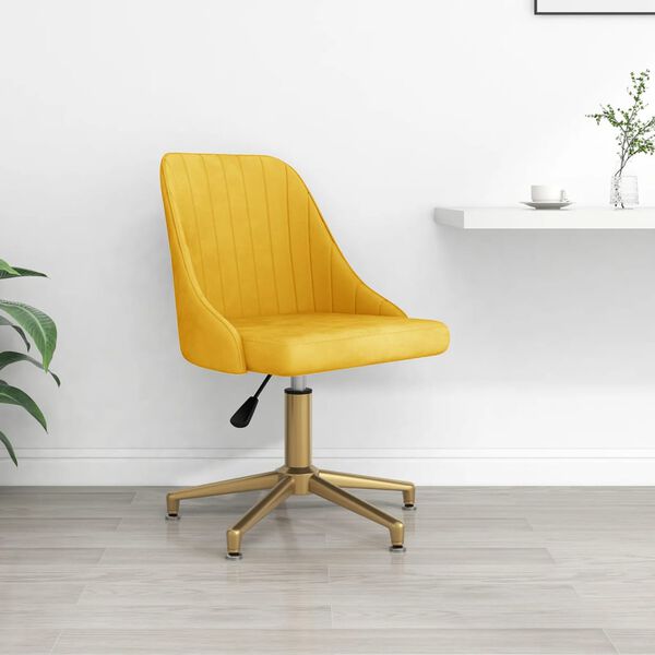 vidaXL Pasukama valgomojo kėdė, geltonos spalvos, aksomas