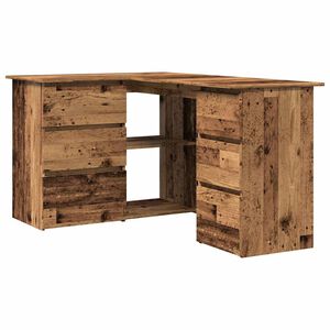 vidaXL kampinis ra&scaron;omasis stalas Senas medis 145x100x76 cm
