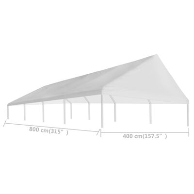 vidaXL Proginės palapinės stogas, baltas, 4x8 m