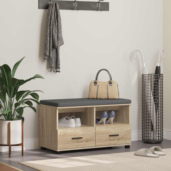 vidaXL Koridoriaus suolas su pagalve Sonoma ąžuolas 80 x 38 x 46 cm