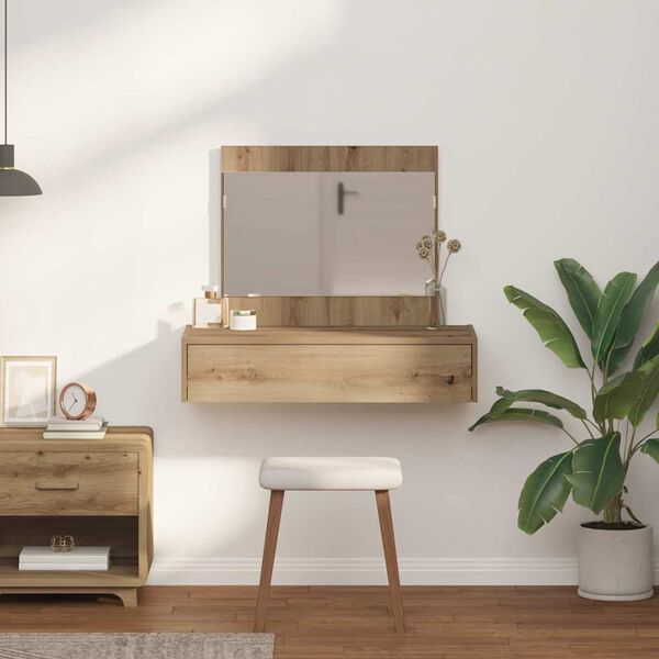 vidaXL Makiažo stalas su stalčių Ruda 83 x 40 x 70 cm Apdirbta mediena