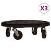 vidaXL Augalų padėklai su ratukais, 3vnt., juodi, 40cm, 275kg