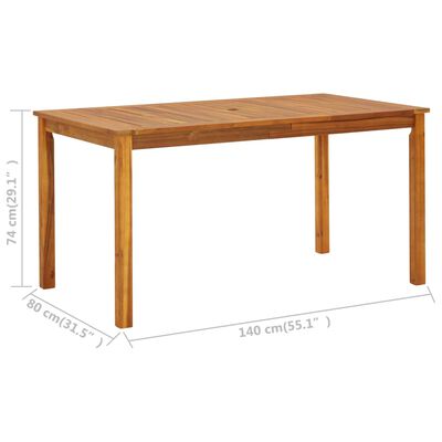 vidaXL Sodo stalas, 140x80x74cm, akacijos medienos masyvas
