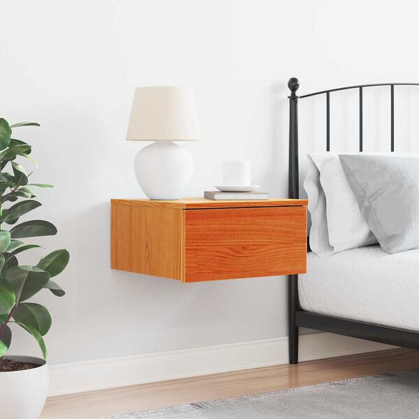 vidaXL Naktinis staliukas Vaško ruda 37 x 35 x 18,5 cm Pušies masyvas