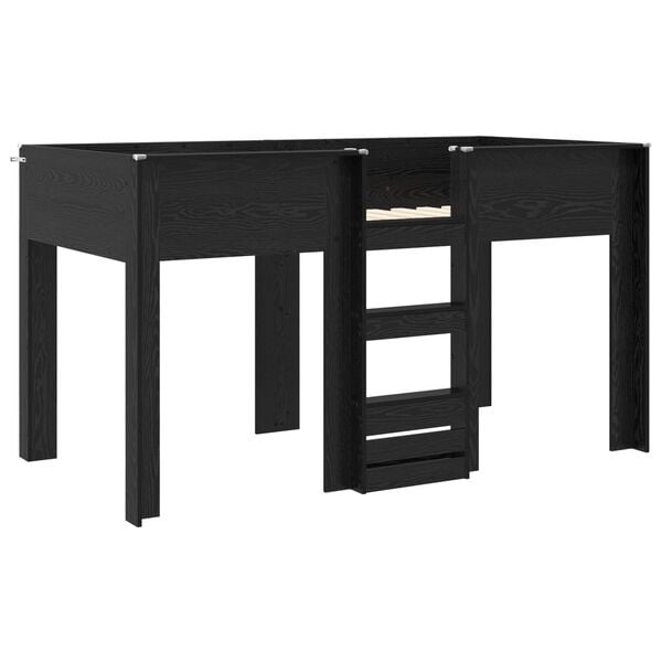 vidaXL Vaikų dvigulė lova Juodas ąžuolas 100 x 200 cm Apdirbta mediena