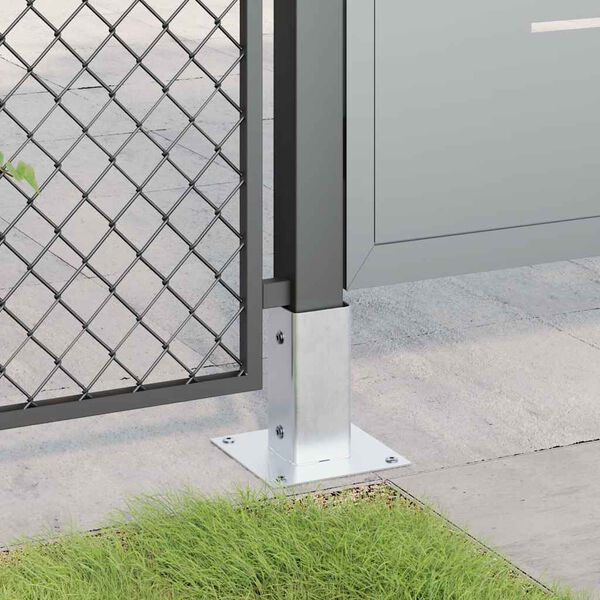 vidaXL Stulpų pagrindai kvadratiniai, 12vnt., sidabriniai, 71x71mm