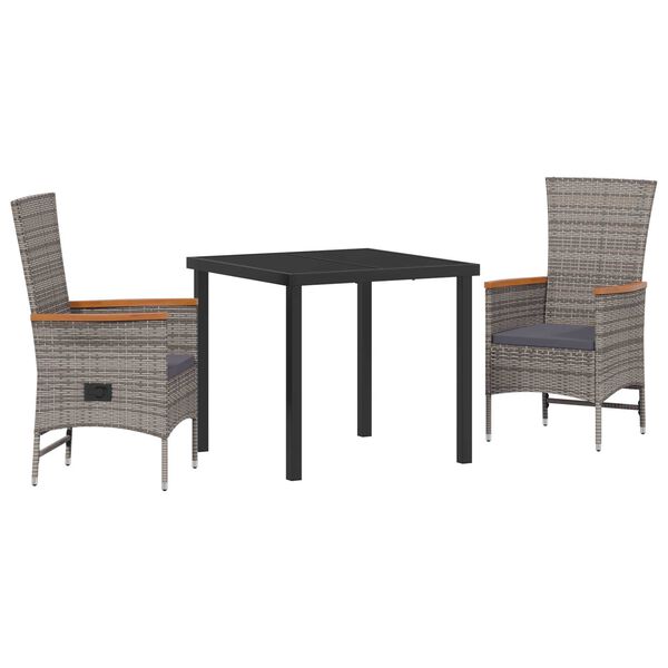 vidaXL Sodo valgomojo komplektas su pagalve 3 pcs Pilka