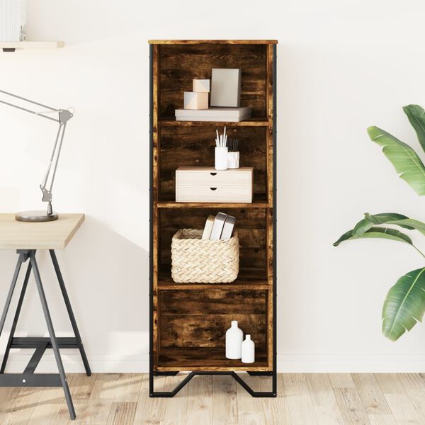 vidaXL Knygų spinta, dūminio ąžuolo, 50x31x137,5cm, apdirbta mediena