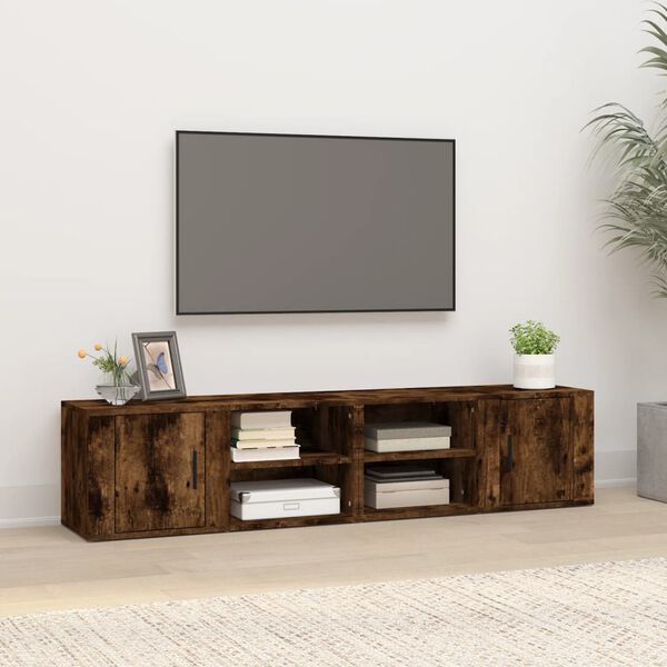 vidaXL TV spintelės, 2vnt., dūminio ąžuolo, 80x31,5x36cm, mediena
