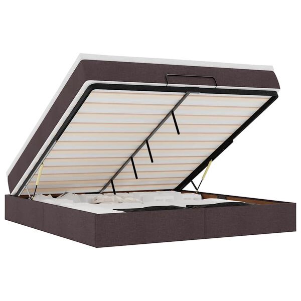 vidaXL Osmanų lova su čiužiniu Tamsiai rudas 180x200 cm Audinys