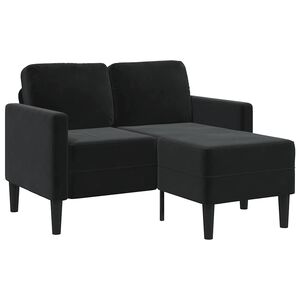 vidaXL Dvivietė sofa su &scaron;ezlongu, L formos, juoda, 125 cm, aksominis