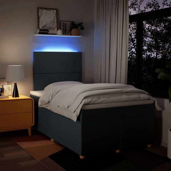 vidaXL Lova su spyruoklėmis ir čiužiniu, mėlyna, 120x200 cm, audinys