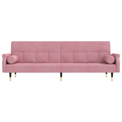 vidaXL Sofa-lova su pagalvėlėmis, rožinės spalvos, aksomas