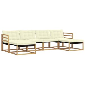 vidaXL Lauko sofos komplektas su pagalve 6 pcs Balta ir kreminė