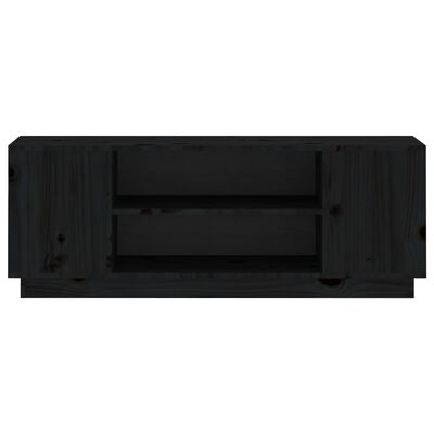 vidaXL Televizoriaus spintelė, juoda, 110x35x40,5cm, pušies masyvas