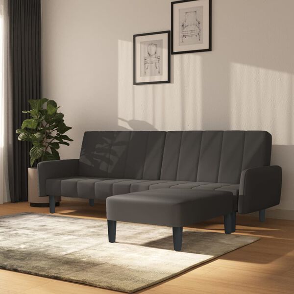 vidaXL Dvivietė sofa-lova su pakoja, tamsiai pilkos spalvos, aksomas