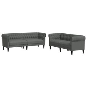 vidaXL Svetainės sofa 2 vnt. Tamsiai pilka audinys