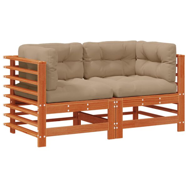 vidaXL Sodo kampinis sofų Tvirtas pu&scaron;ies medis Va&scaron;ko Ruda