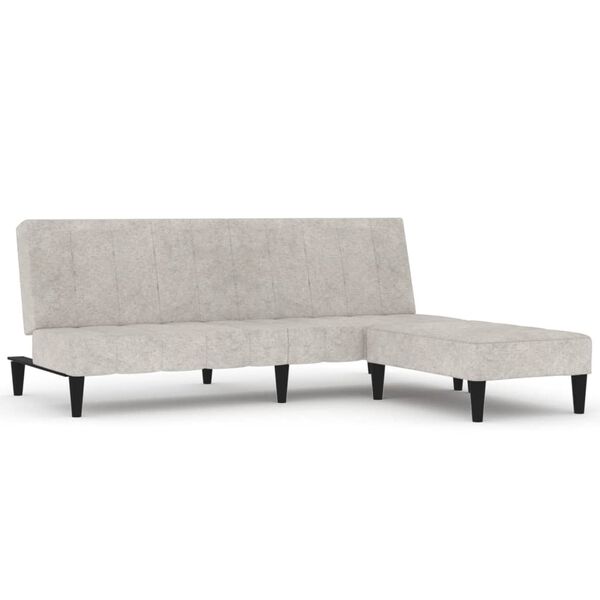 vidaXL Dvivietė sofa-lova su taburete, &scaron;viesiai pilka, audinys