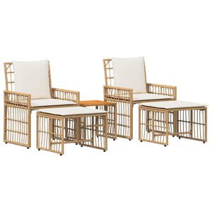 vidaXL Lauko baldų komplektas 5 pcs Natūralus ir grietinėlės baltas