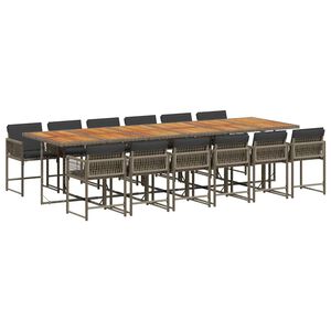 vidaXL Sodo komplektas su pagalvėlėmis, 13 dalių, pilkas, poliratanas