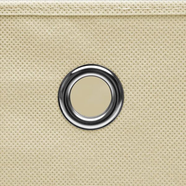 vidaXL Daiktadėžės, 10vnt., kreminės, 28x28x28cm, neaustinis audinys