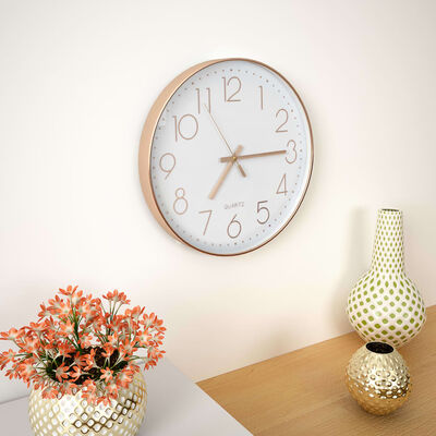 vidaXL Sieninis laikrodis, rožinio aukso spalva, 30 cm