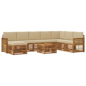 vidaXL Lauko sofos komplektas su pagalve 7 pcs Natūrali