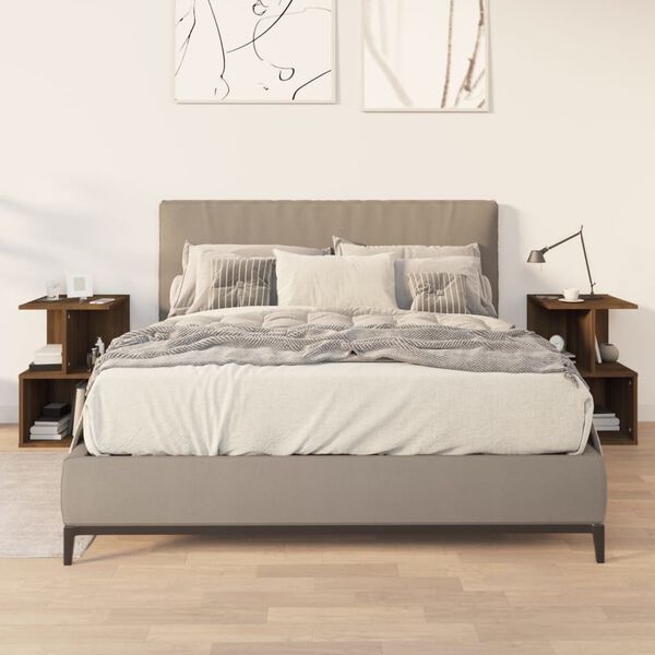 vidaXL Naktinės spintelės, 2vnt., rudos ąžuolo, 35x35x55cm, mediena