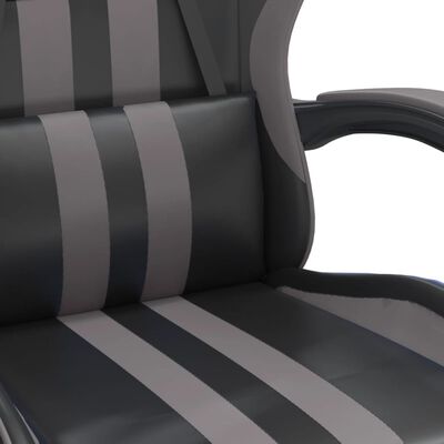 vidaXL Žaidimų kėdė su pakoja, juoda ir pilka, dirbtinė oda