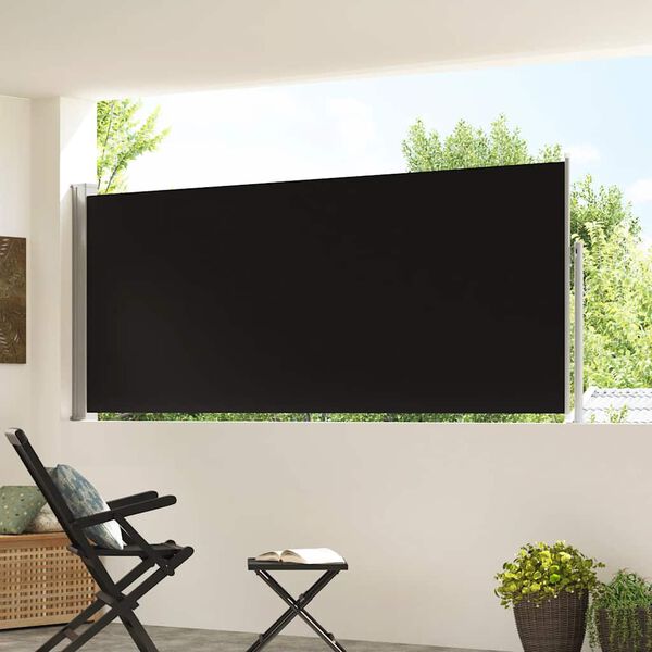 vidaXL I&scaron;traukiama &scaron;oninė pertvara, juodos spalvos, 120x300cm