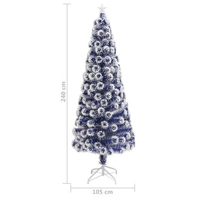 vidaXL Dirbtinė Kalėdų eglutė, balta/mėlyna, 240cm, optinis pluoštas
