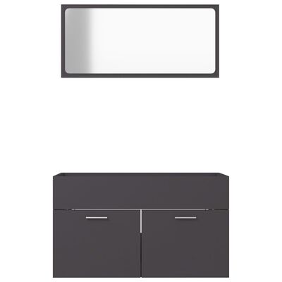 vidaXL Vonios baldų komplektas, 2 dalių, pilkos spalvos, mediena
