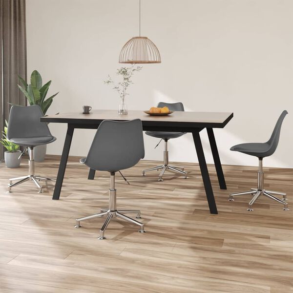 vidaXL Pasukamos valgomojo kėdės, 4vnt., pilkos spalvos, dirbtinė oda