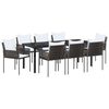 vidaXL Sodo valgomojo komplektas 9 pcs Ruda ir juoda PE ratanas