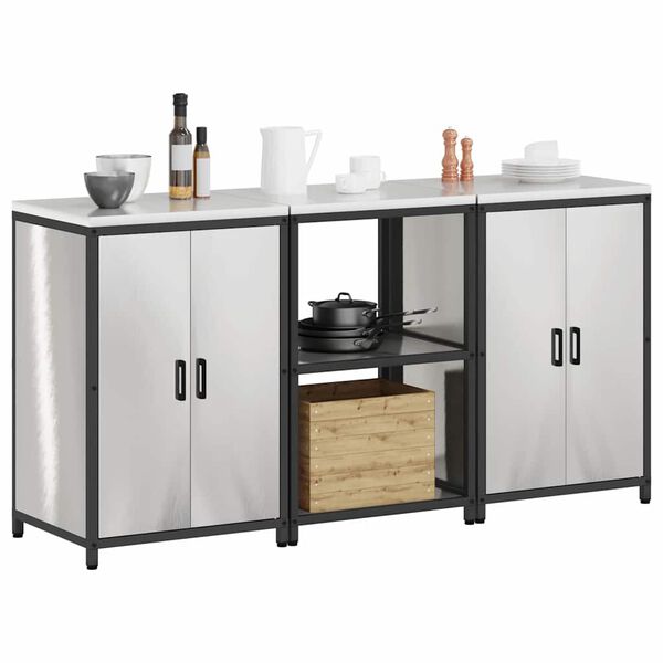 vidaXL Virtuvės saugojimo rinkinys 3 pcs Sidabro Nerūdijantis Plienas