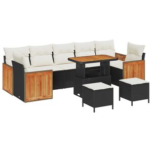 vidaXL Sodo Sofų Rinkinys 13 pcs Juoda ir kreminė poliratanas