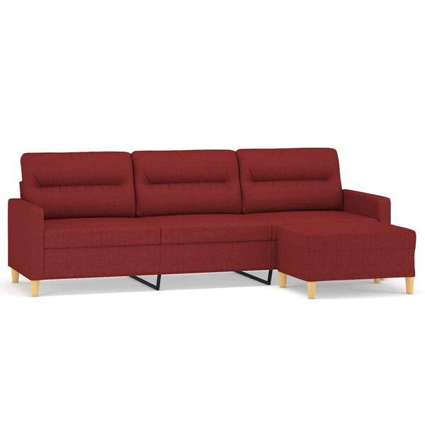 vidaXL Trivietė sofa su pakoja, raudonojo vyno spalvos, 210cm, audinys