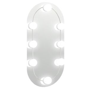 vidaXL Veidrodis su LED lemputėmis, 40x20cm, stiklas, ovalo formos
