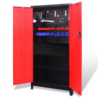 vidaXL Spintelė įrankiams, raudona ir juoda, 90x40x180cm, plienas