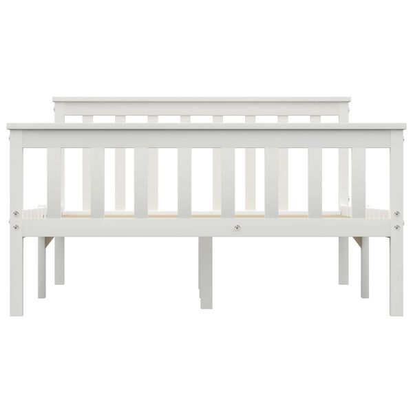 vidaXL Lovos rėmas, baltos spalvos, 120x200cm, pušies medienos masyvas