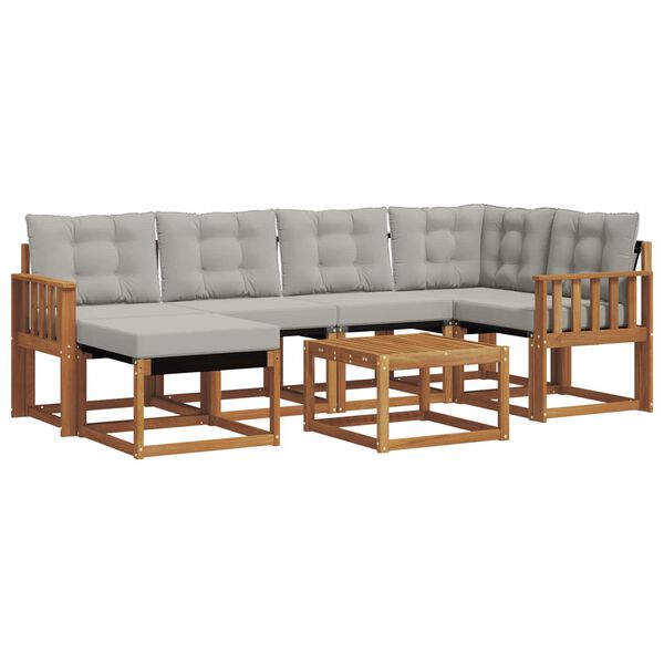 vidaXL Lauko sofos komplektas 7 pcs Natūrali ir &scaron;viesiai pilka