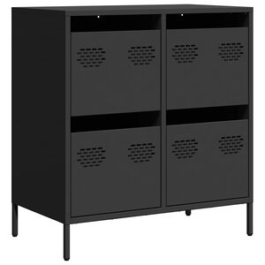 vidaXL &Scaron;oninė spintelė, juoda, 68x39x73,5cm, &scaron;altai valcuotas plienas
