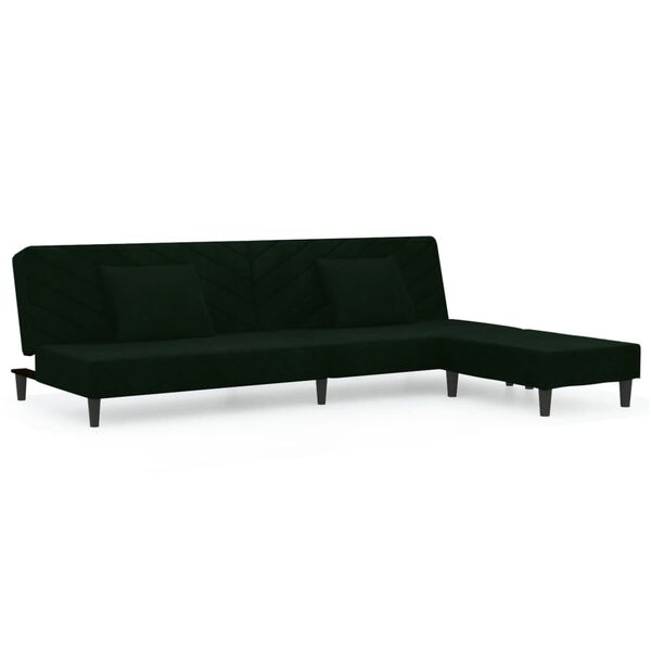 vidaXL Dvivietė sofa-lova su dvejom pagalvėm/pakoja, žalia, aksomas